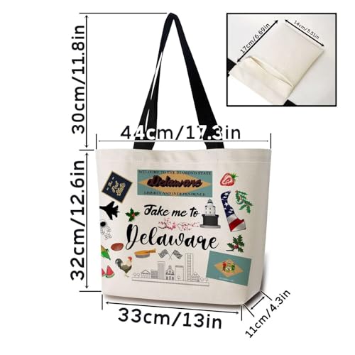 Take Me To Delaware Tote Bag Reusable Grocery Bags Aesthetic Shopping Shoulder Handbag with Interior Pocket Lightweight & Washable Stylish Delaware Travel Present for Women2