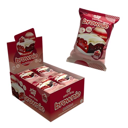 Prime Bites Protein Brownie from Alpha Prime Supplements | High Protein Collagen Fortified Low Sugar Treat | Delicious Snack | 12 Bars per Box (Red Velvet)