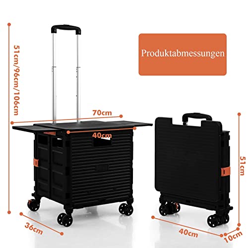 COSTWAY 55 L Einkaufstrolley klappbar, Einkaufswagen wasserdicht mit 4 Universalrädern & obere Abdeckung & 3 stufig… – Bild 7