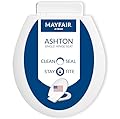 Mayfair Ashton Easy to Clean Single Hinge Toilet Seat, Modern Slow Close Wood Toilet Seat, Made in USA, Round, White