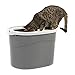 IRIS USA Cat Litter Box, Large Top Entry with Litter Catching Lid, Dog Proof, Enclosed Cat Litter Box, Gray/White