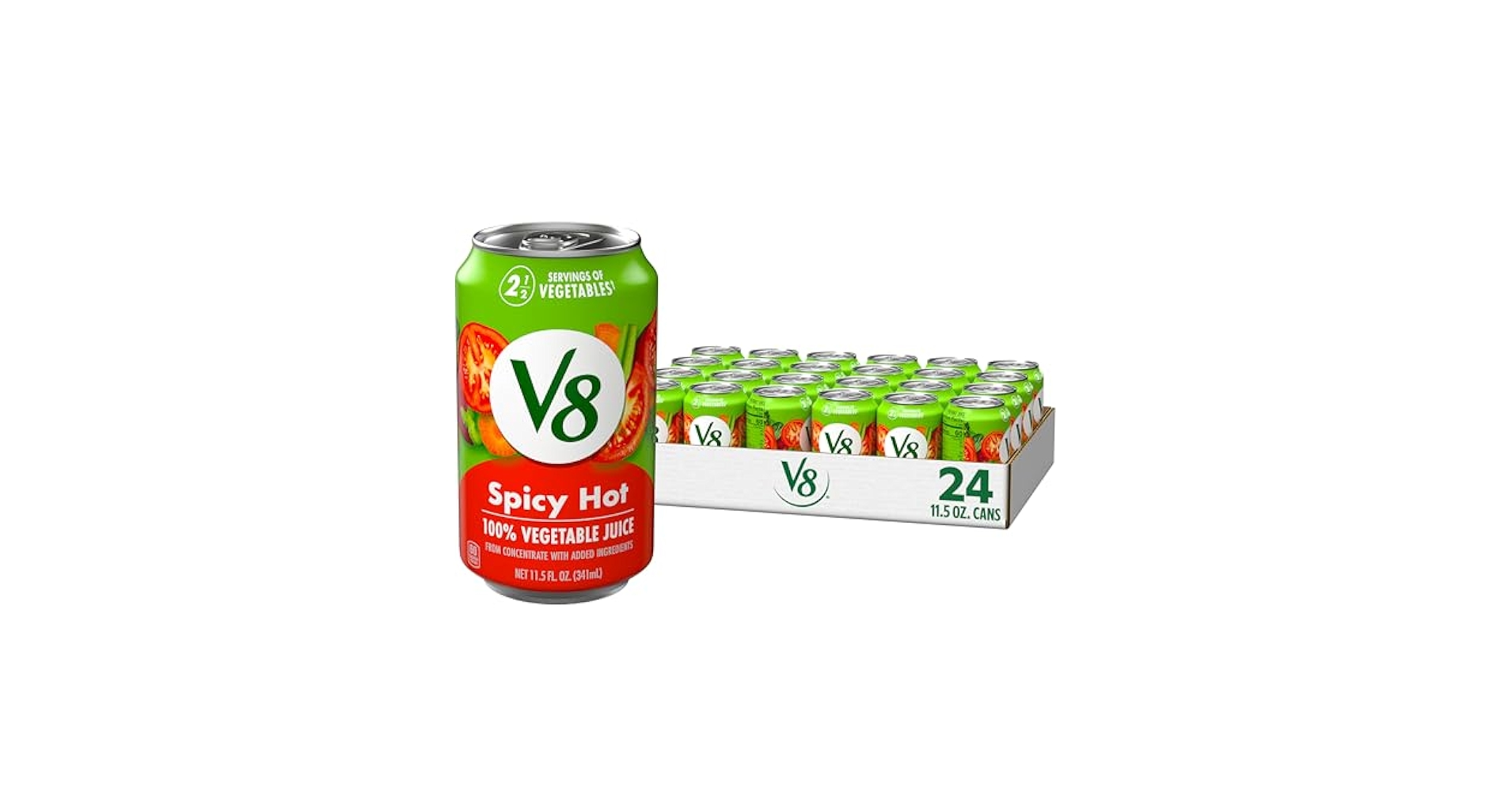 ♪SPICY♪ V8 Spicy Hot Tomato Veggie Vegetable Juice, 5.5 fl oz Can, 8