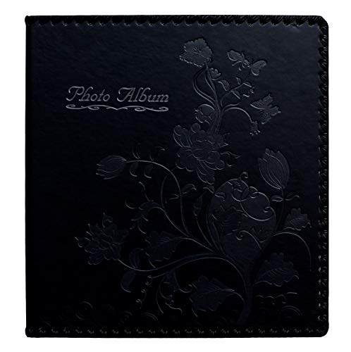 Beautyus Photo Album Book, Family Album, Leather Cover, Holds 3x5, 4x6, 5x7, 6x8, 8x10 Photos (Black)