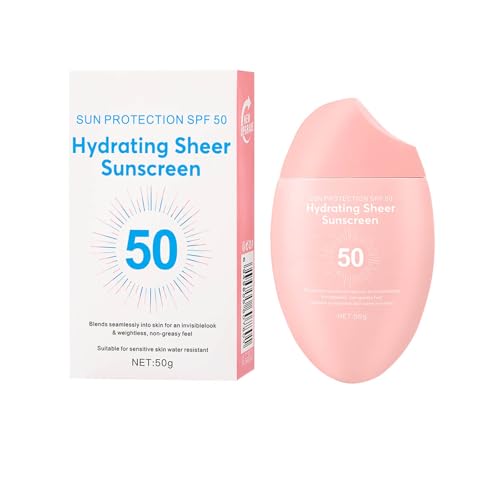 Image of Sunscreen SPF 50+ 50g, Hydrating Sheer Face Sunscreen, Waterproof & Lightweight Water Gel, Non-Greasy, No White Cast, for Sensitive Skin Daily Use