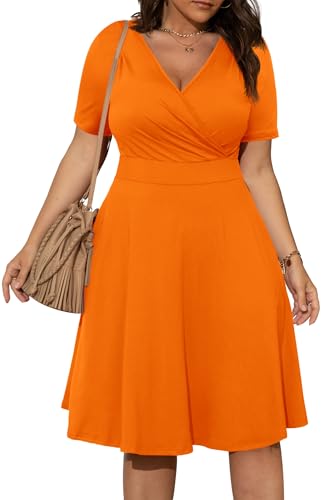 Image of POSESHE Womens Plus Size Dresses Sleeveless Wrap V-Neck Sundress Casual Summer Wedding Guest Cocktail Dress with Pockets