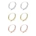 Sterling Silver Tri-Color Small Endless 10mm Round Unisex Hoop Earrings, Set of 3 Pairs