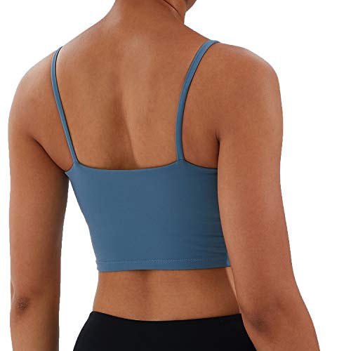 Image of Women's Strappy Stretch Sports Bra Longline Yoga Tank Top Fitness Bra Workout Camisole Crop Tops for Teen Girl