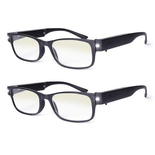 OKH Lighted Up Reading Glasses Rechargeable Bright LED Readers with Rechargeable Lights for Women Men