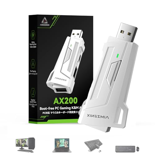Megadream AX200 - Adaptador de teclado y ratón con función de joystick inteligente, tasa de informes de 1000 Hz, mapeo flexible y convertidor de ratón para consola