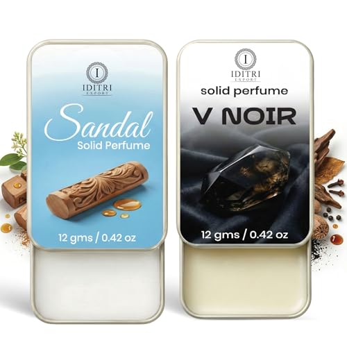 Image of Solid Perfume |sandal&V Noir Alcohol Free Wax Perfume Balm, Long Lasting | Pocket Tin 12g, Pack Of 2| Non Greasy Smooth Glide, Travel Friendly Men And Women