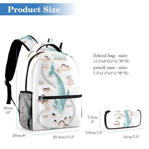 Ensemble cartable Lucky Dolphin 3 pièces avec sac à dos ado multicolore