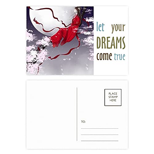 Cartes postales de remerciement Red Moon aquarelle pour exprimer votre gratitude