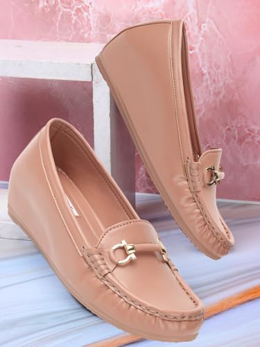 Image of ELLE Women's Flats Slip-On Loafers with Metallic Buckle