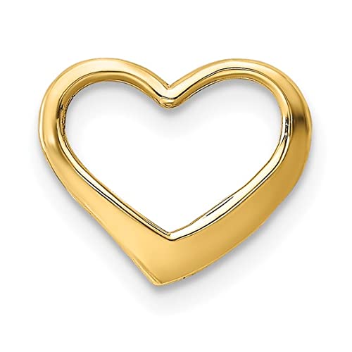Million Charms 14k Yellow Gold Hearts Charm Slide Pendant, Mini Floating Heart