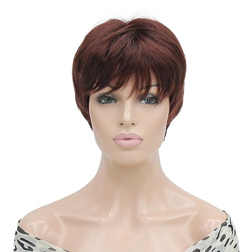 Lydell 6-8" Short Layered Shaggy Heat Resistant Synthetic Wigs 33A Dark Auburn