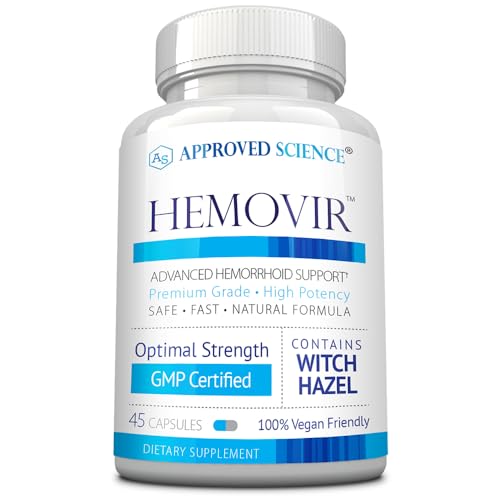 Approved Science Hemovir - Hemorrhoid Support Supplement - Witch Hazel Horse Chestnut - 45 Capsules - 1 Bottle - Vegan