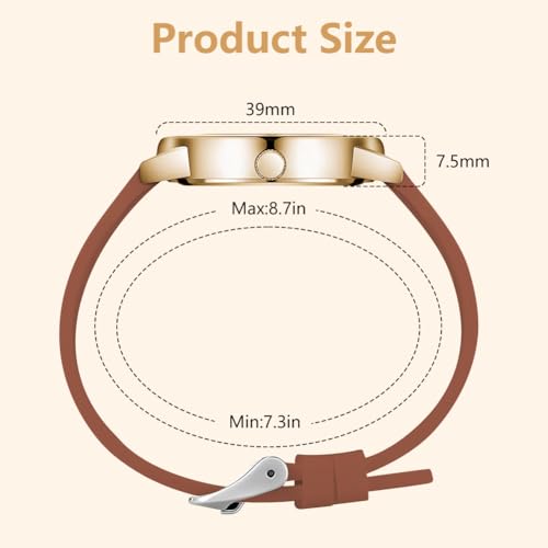 Damenuhr, Damen Analog Quarz Uhr mit Leder Armband, Uhren Damen Einfache Business Klassische Armbanduhr Lässig Quarzuhr Kleideruhr, 3 Zeiger, 39 mm Gehäusegröße – Bild 3