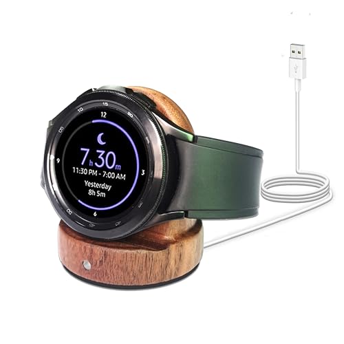 Samsung Galaxy Watch Charging Dock - Magnetic Stand, Fast Wireless Charging Station for Galaxy Watch 6/5/4/3/2/Active 2/1/S3 Series (Walnut)