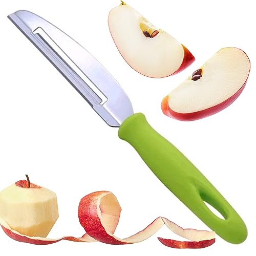 Fruit Peeler Cutter Vegetable Knife Double Blade Stainless Steel for Kitchen/Cut Slice and Peeling Knives for Chef 4 inches (Double Blade Green)
