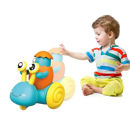 Image of Crackles Press & Go Snail Toy with Cracked Egg Chick Press - High-Quality Push and Go Animal Toy for Babies & Toddlers - Cartoon Style Mini Car - Multicolor (Pack of 2)