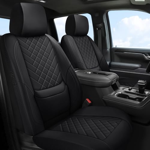 BABYBLU Chevy Silverado Seat Covers Full Set,Truck Seat Covers for Silverado GMC Sierra,Custom Fit 2007-2023 2024 2025 2026 1500/2500HD/3500HD (Black, Full Set)