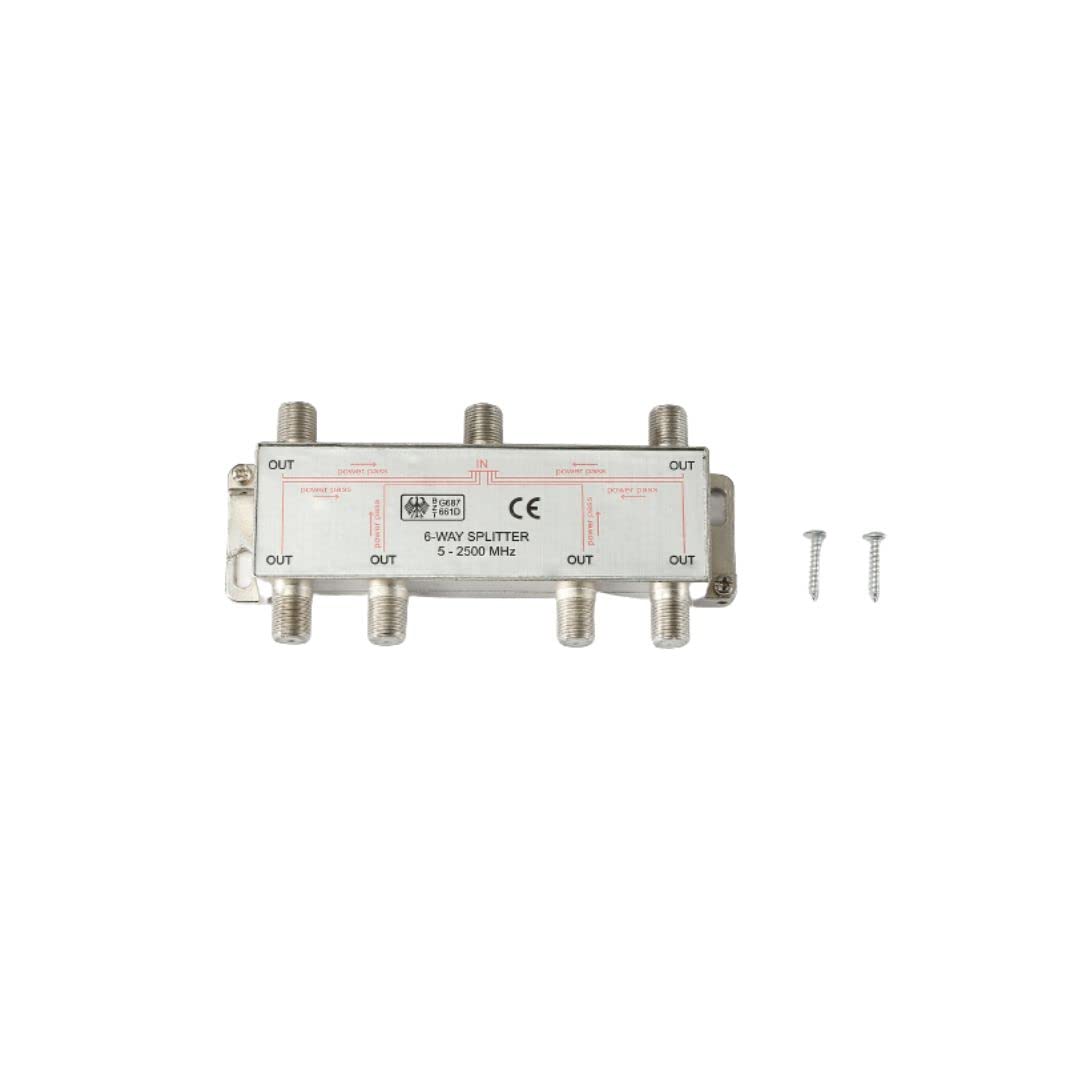 D2 Diffusion Verteiler TV/SAT 6 Ausgänge F-Stecker geschirmt Metall