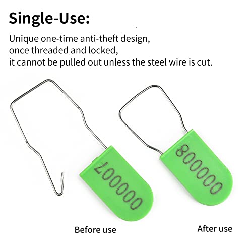 Image of 1000PCS Plastic Padlock Security Seals Metal Wire Padlocks Electric Meter Lockout Tags Self-Locking Numbered Anti Tamper Seal Tags Green