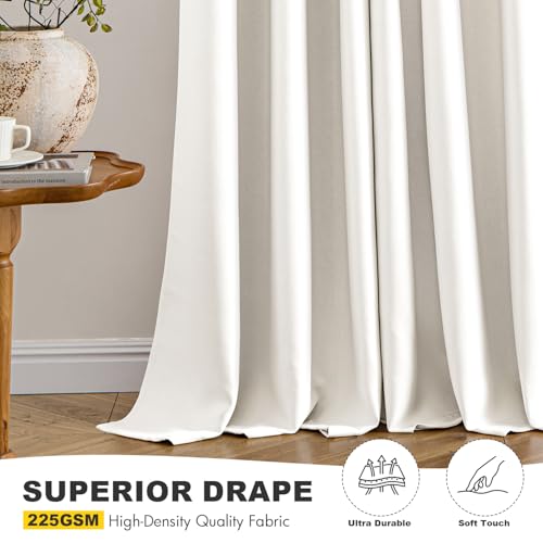 Image of MIULEE Blackout Curtains for Bedroom Living Room 2 Panels, Thermal Insulated Room Darkening Drapes Grommet Noise Reducing Light Blocking Window Treatments 68 Inches Long 55x68 Inch Ivory