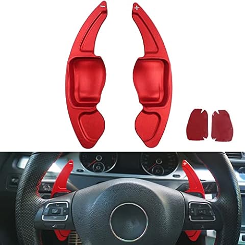 CT-CARID Car Shift Paddle, Aluminum Alloy Car Steering Wheel Shift Paddle for V WTiguan Golf6 MK5 MK6 Jetta GTI R20 R36 CC Scirocco Shift Extension (Red) Cover