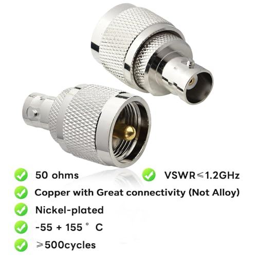 Conector coaxial UHF Macho a BNC Hembra pack x2 miniatura 3