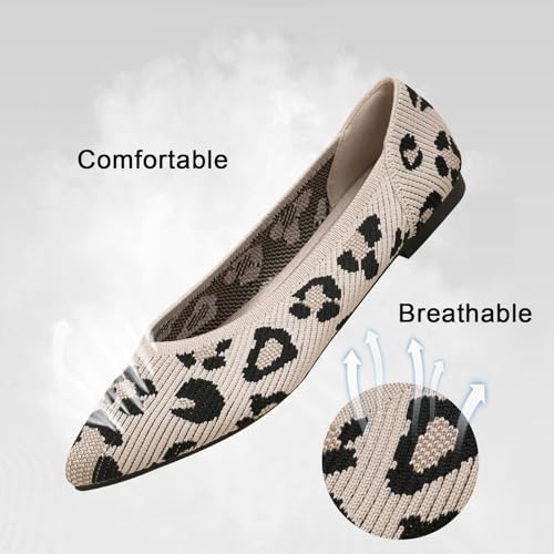 Image of TINGRISE Women's Flats Shoes Pointed Toe Knit Ballet Comfortable Dressy Slip On Flat