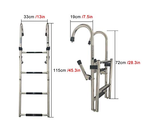Escalera Marina Plegable de Acero Inoxidable con 4 Escalones miniatura 5