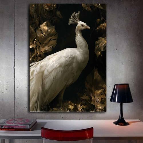 Peinture sur toile d’animaux paon or élégants art mural de prestige - 3