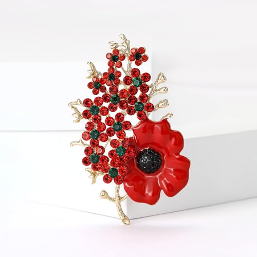 Image of Rhinestone Flower Brooches for Women Enamel Floral Brooch Lapel Pins for Mom Wife Elegant Dress Accessories Mother's Day Jewelry Gifts