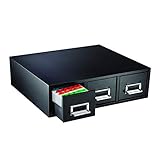 STEELMASTER Steel Card File Drawers, Triple Drawers, 18-1/8 x 5-1/4 x 16 Inches, Holds 4500 3 x 5 Inch Cards (263F3516TBLA)