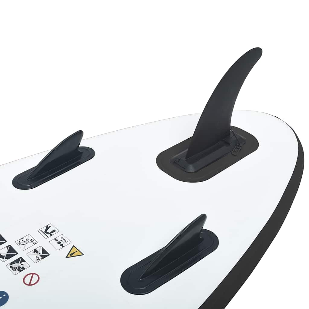 vidaXL Ensemble de Planches SUP Gonflables Planche à Rame Pagaie Surf Increvable Résistant aux UV Noir et Blanc
