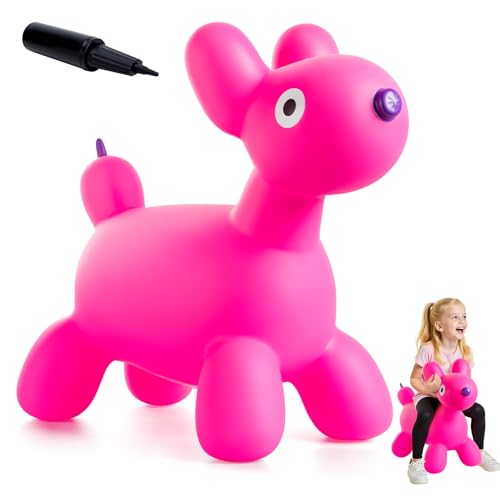 Image of EVERICH TOY Bouncy Animal Hopper, Ride-On Dog Hopping Toy for Toddler 18M+ | Inflatable Horse Hopping Toy for Boys Girls, Indoor Outdoor Bouncy Dog Toy for 2 Year Old Kids, Gift for 3 4 5 6 Yrs W / Pump