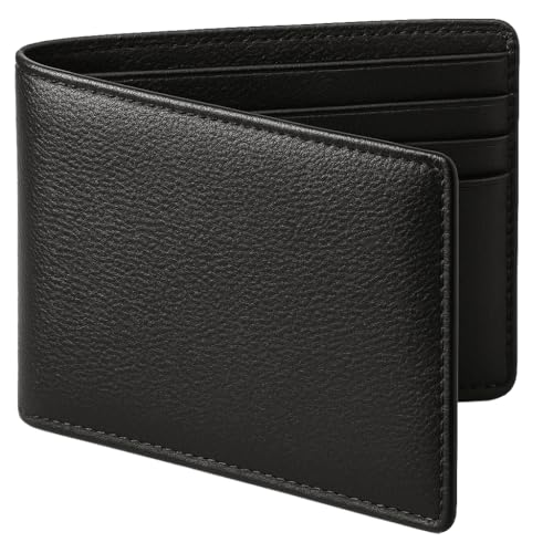 Yolo Jackets Mens Black Leather Wallet - Fathers Day Wallet Gift for Dad Husband Him Men - Bifold Real Stylish Leather Wallet For Men Western - Genuine Front Pocket Slim Wallet For Men