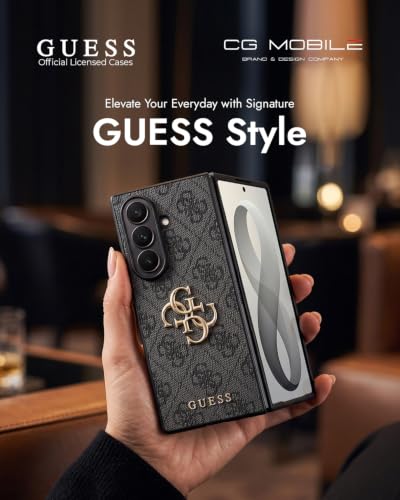 Image of CG MOBILE Guess [Official Licensed], Protective Case Designed for Galaxy Z Fold 8 Ultra | 4G PU Case with Big 4G & Classic Metal Logo - Black