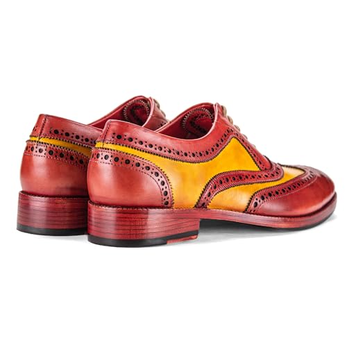 Image of Lethato Wingtip Brogue Oxford Handcrafted Men's Genuine Leather Lace up Dress Shoes