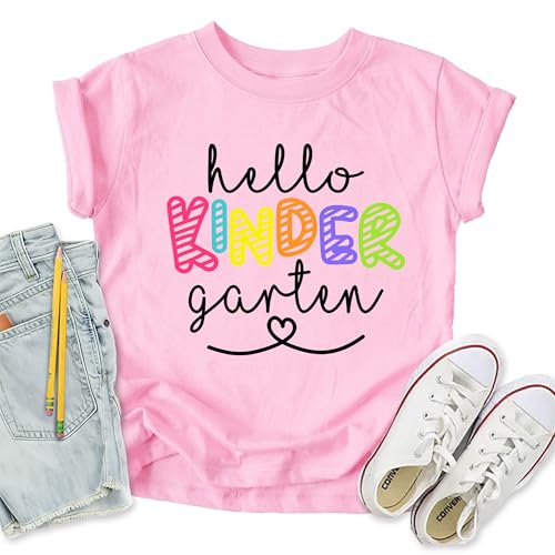 Image of First Day of School Shirt Girls Boys Preschool to 5th Grade Tshirt Kids Back to School Graphic Tee Tops