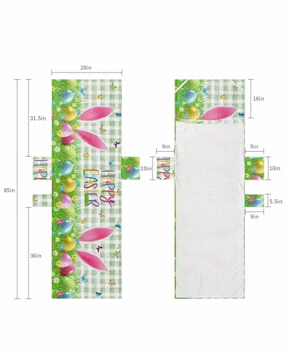 Easter Beach Lounge Chair Towel Cover, Soft Chaise Lounge Towel with Side Pockets Patio Pool Chairs Cover for Beach/Pool Sunbathing 29x85 Spring Floral Botanical Eggs Bunny Teal Plaid