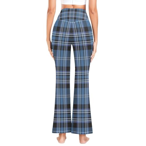 Legging de compression écossais bleu noir à taille haute respirant