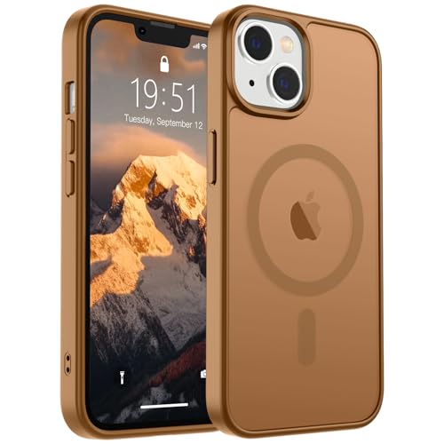 Image of SUPFINE Magnetic for iPhone 15 Plus Case & iPhone 14 Plus Case(Compatible with MagSafe)(Military Grade Drop Protection) Slim Translucent Shockproof with Anti-Fingerprint Phone Case,Brown