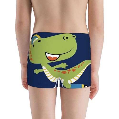 Boys' Cotton Boxer Brief Soft Underwear-Dino Playing Roller Skate3