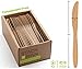 Disposable Knives 140 Pack 100% Compostable Plastic Silverware, Large 7.5” Premium Heavy Duty Flatware Utensils, Eco Friendly Certified 100% Biodegradable Natural Wood Color Tableware