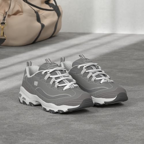 Skechers Women's D'Lites - Me Time Lace Up Fashion Sneakers, Grey / White, 7.5 Wide2
