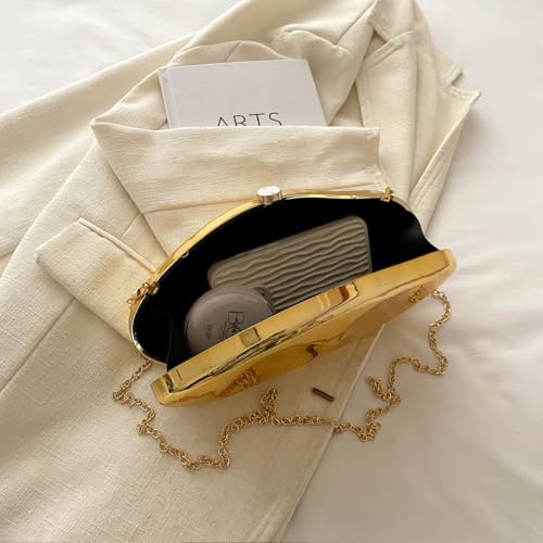 Image of Acrylic Clutch Purse for Women Formal Evening Bag Shell Shape Clutch Handbags with Chain for Party Wedding Prom
