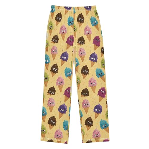 Pajama Pants Lounge Sleep PJ Bottoms Sleepwear Elastic Waist Drawstring S Colorful Ice Cream