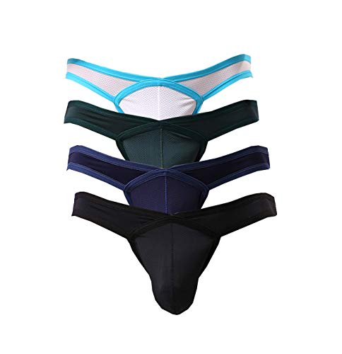 Coodyake Mens Bikini Underwear Microfiber Soft Mesh Briefs Breathable (Mesh-4Pa, M (Us)=Fits Waist:32"-35") #TOP18